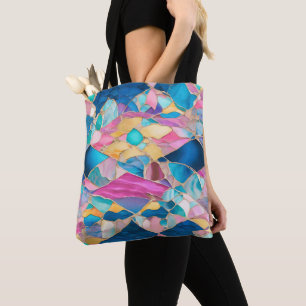 Bolsa Tote "Manilva" Blue Pink Areia Ondas Fraturadas
