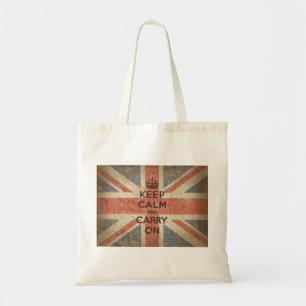 Bolsa Tote Mantenha a calma e continue com bandeira BRITÂNIC