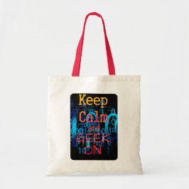 Bolsa Tote Mantenha a Calma e Continue Geek em Código Binário