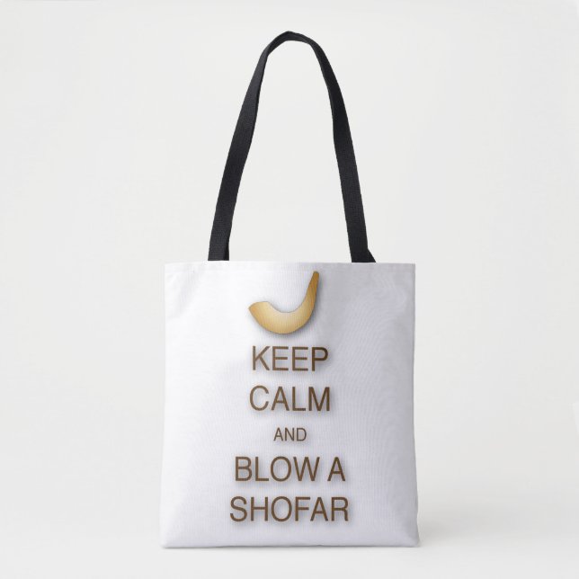 Bolsa Tote Mantenha a calma e funda um shofar por todo o lado (Frente)