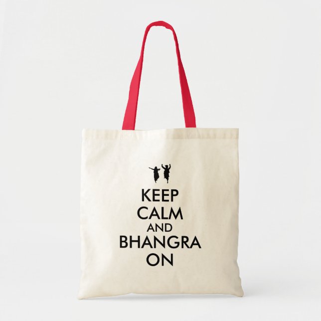 Bolsa Tote Mantenha a calma e o Bhangra na dança customizável (Frente)