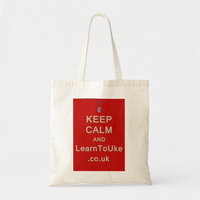 Bolsa Tote Mantenha a calma e o LearnToUke (Frente)