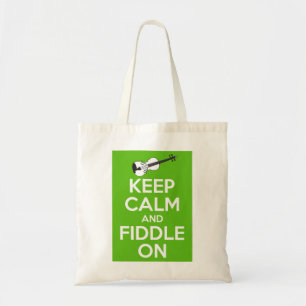 Bolsa Tote Mantenha a calma e toque violino em (o verde)