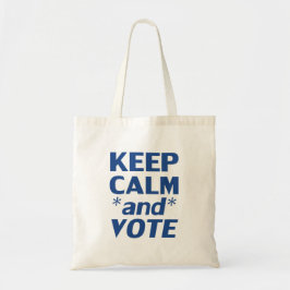 Bolsa Tote mantenha a calma e vote azul moderno tipografia de