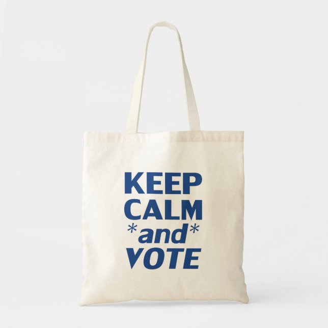 Bolsa Tote mantenha a calma e vote azul moderno tipografia de (Frente)