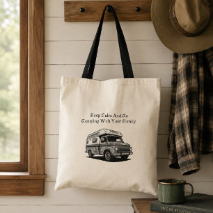 Bolsa Tote Mantenha a Calma Vá Acampar Aventura ao Ar Livre e