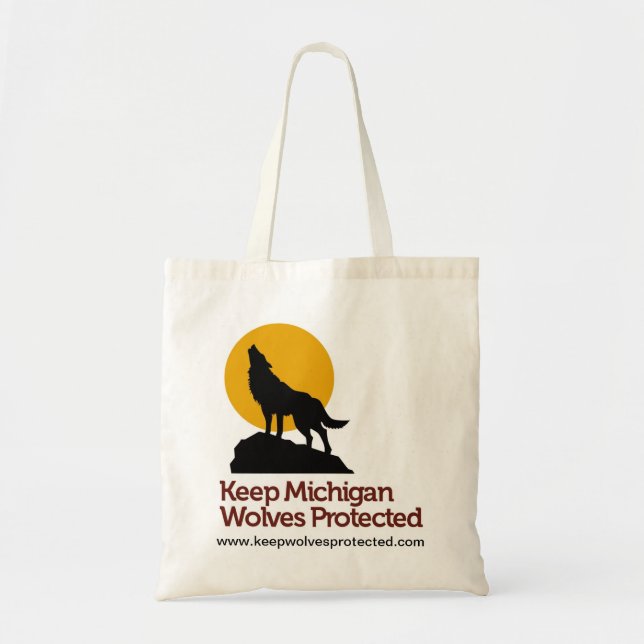 Bolsa Tote Mantenha a sacola protegida lobos de Michigan (Frente)