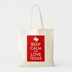 Bolsa Tote Mantenha Calma e Amor no Texas Vermelho