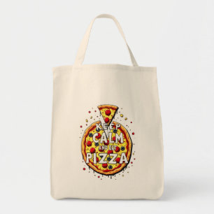 Bolsa Tote Mantenha calma e coma pizza: Design perfeito para