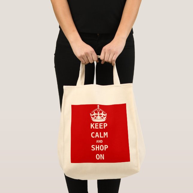 BOLSA TOTE MANTENHA CALMA E COMPRE (Frente (produto))