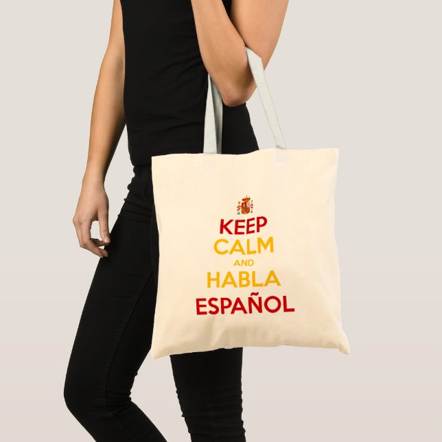Bolsa Tote Mantenha Calma e Habla Español (Frente (produto))