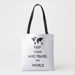 Bolsa Tote Mantenha calma e viagem mundo