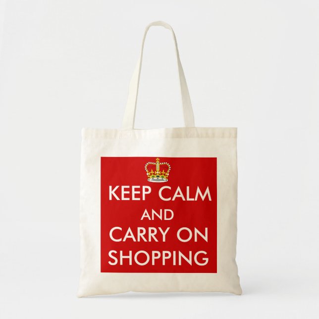 Bolsa Tote mantenha calmo e continue comprar a sacola (Frente)