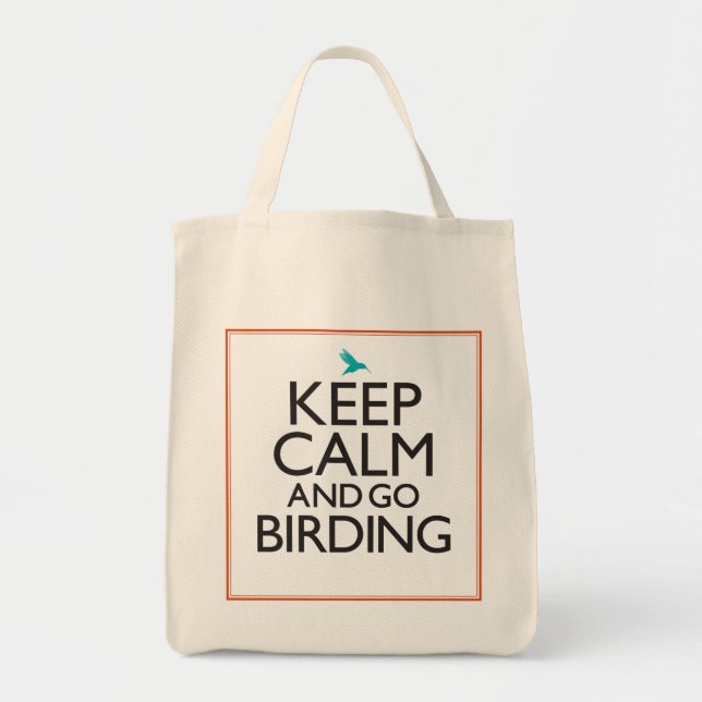 Bolsa Tote Mantenha calmo e vá Birding (Frente)