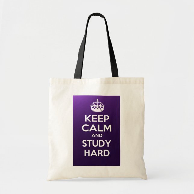 Bolsa Tote Mantenha duro calmo e do estudo (Frente)