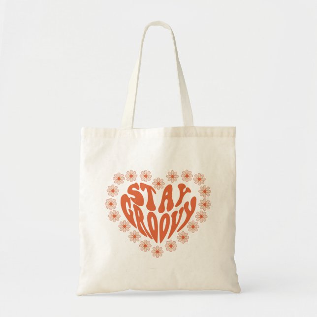 Bolsa Tote Mantenha Groovy Heart Floral (Frente)