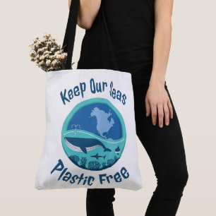 Bolsa Tote Mantenha Nosso Mar Livre De Plástico - Grande Saco