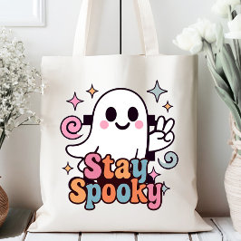 Bolsa Tote Mantenha-se assustado, Fantasma Fantasma Retro Pas