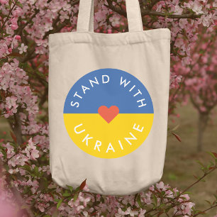 Bolsa Tote Mantenha-se firme com a Ucrânia e a bandeira ucra