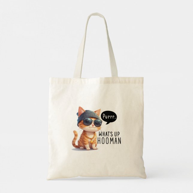 Bolsa Tote Mantenha-se humilde Tema de Gato Toalha Casual (Verso)