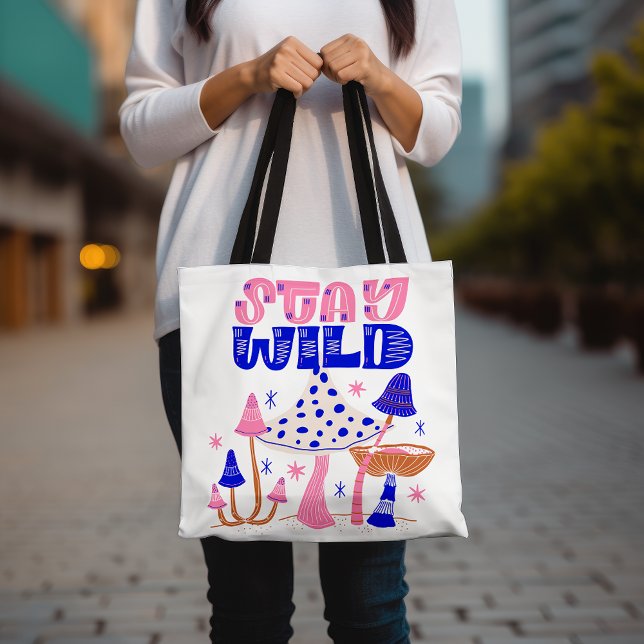 Bolsa Tote Mantenha-se selvagem, colorido, divertida com cogu (Criador carregado)