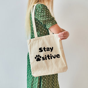 Bolsa Tote Mantenha uma citação pawsitiva com a barra de ferr