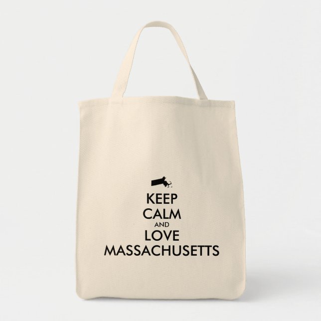 Bolsa Tote MANTER CALMA E AMAR MASSACHUSETAS personalizáveis (Frente)