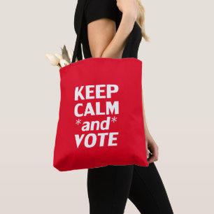 Bolsa Tote "manter calma e votar" vermelho, branco