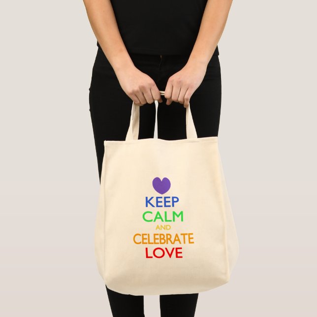 Bolsa Tote Manter Calmo e Celebrar Amor (Frente (produto))