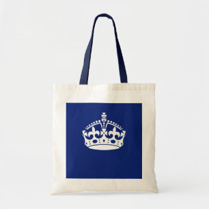 Bolsa Tote Manter o Ícone da Coroa Calma no Marinho Azul
