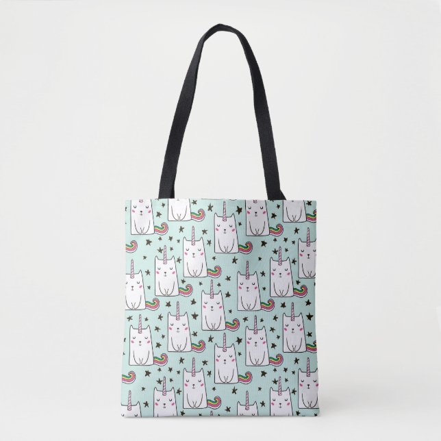 Bolsa Tote Mão bonito teste padrão tirado do gato do (Frente)