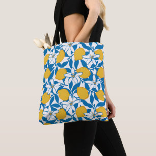 Bolsa Tote Mão De Esquema Floral Limão Desenhada - Saco De To