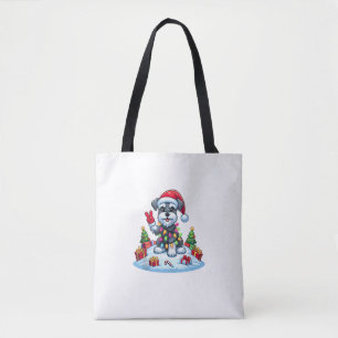 Bolsa Tote Mão de Paz Miniatura Schnauzer Luzes de Natal Wo