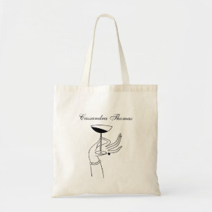 Bolsa Tote Mão de Senhora Art Déco Segurando um Copo de Champ