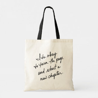 Bolsa Tote Mão Escrita Inicie um Novo Capítulo Inspirador