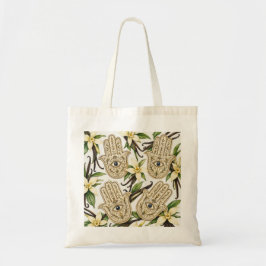 Bolsa Tote Mão Hamsa e Olho Gordo Botânico de Orquídea Vanill