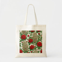 Bolsa Tote Mão Hamsa e Rosas Vermelhas Olho do Mal Botânico