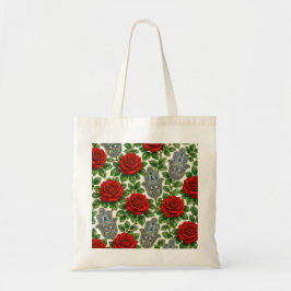 Bolsa Tote Mão Hamsa e Rosas Vermelhas Padrão Botânico Olho G