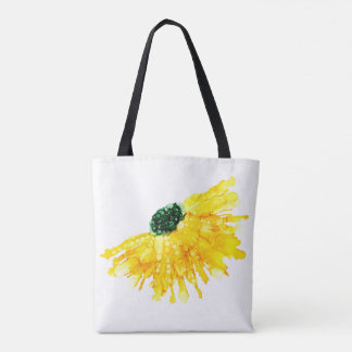 Bolsa Tote Mão-margarida amarela pintada floral