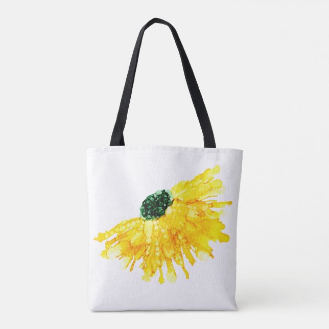 Bolsa Tote Mão-margarida amarela pintada floral (Verso)
