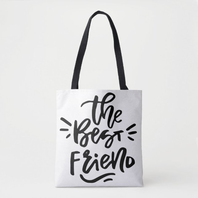 Bolsa Tote Mão Negra - Letra Citar O Melhor Bag Amigo (Frente)