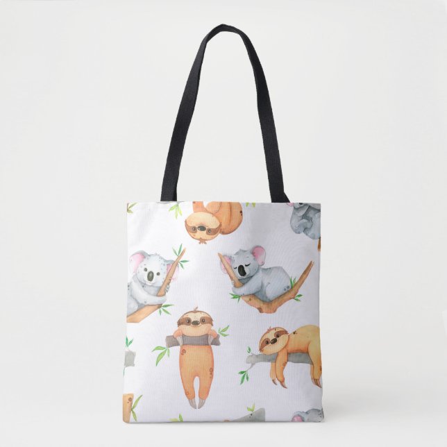 Bolsa Tote Mão pintada de aquarela padrão tropical (Frente)