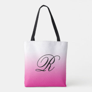 Bolsa Tote Mão rosa quente sobre qualquer cor com monograma