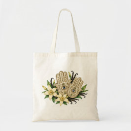 Bolsa Tote Mãos Hamsa com Flores de Baunilha e Olho do Mal