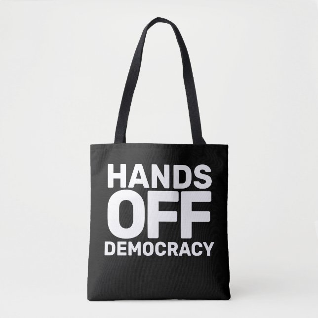 Bolsa Tote Mãos para fora da Democracia Capitalismo Negro e B (Frente)
