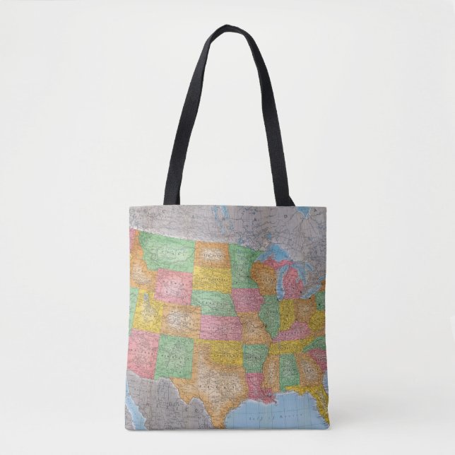 Bolsa Tote Mapa 3 dos Estados Unidos (Frente)