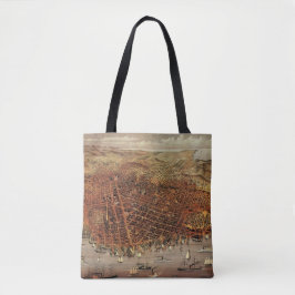 Bolsa Tote Mapa Aéreo Antiquado de São Francisco, Califórnia