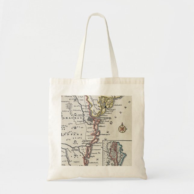 Bolsa Tote Mapa: America do Norte, C1700 (Frente)