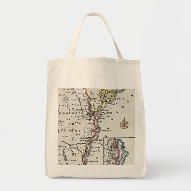 Bolsa Tote Mapa: America do Norte, C1700 (Frente)