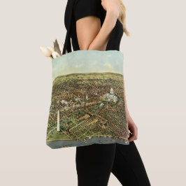 Bolsa Tote Mapa antigo com uma Visão Panorâmica de Washington